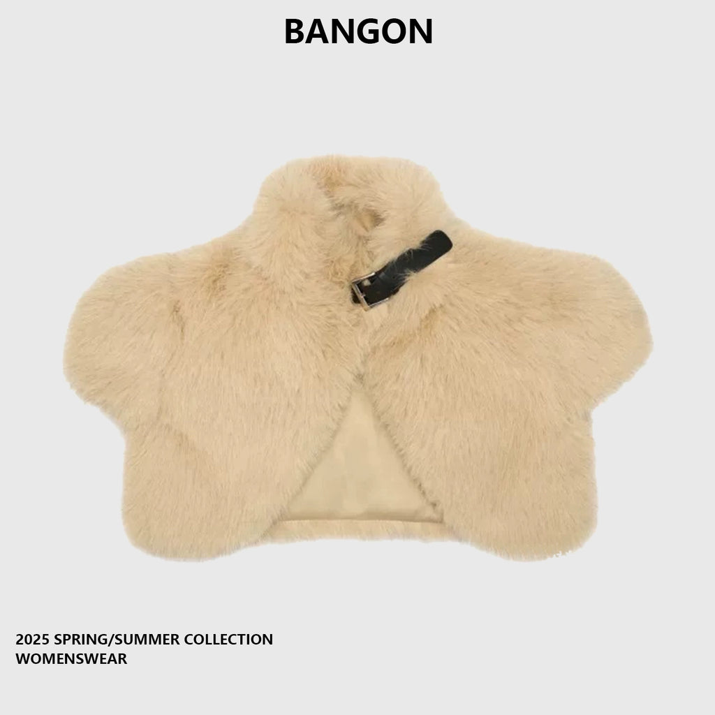 BANGON Fur Shawl Short Jacket