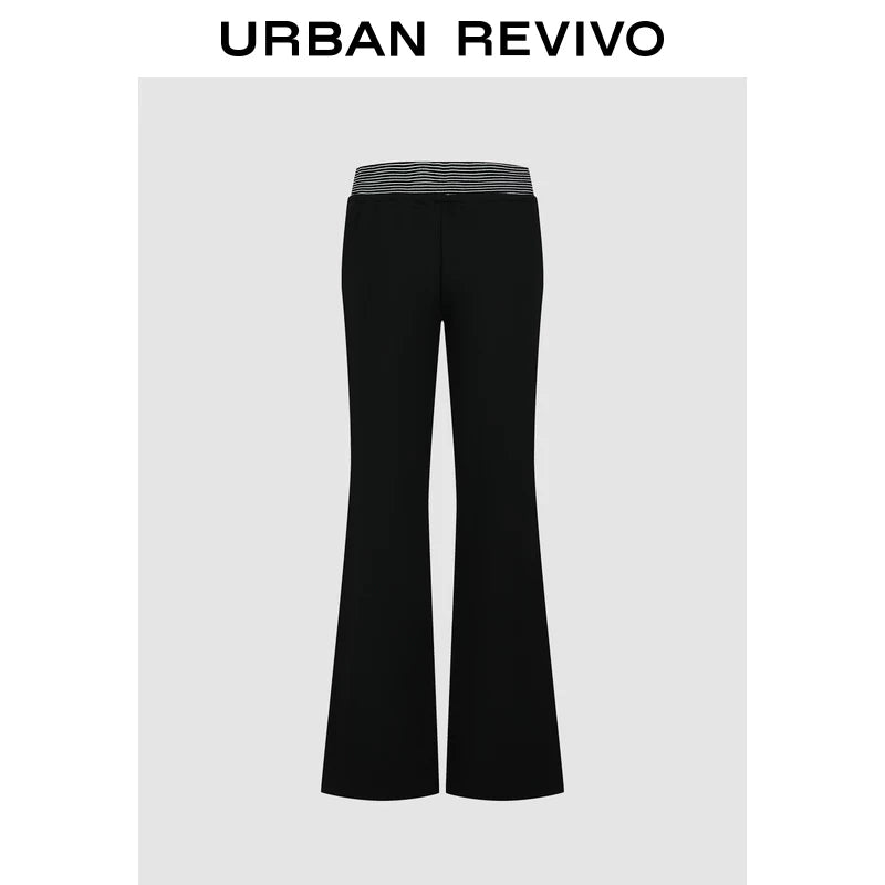 Urban Revivo Splicing Striped Lace Up Straight Pants