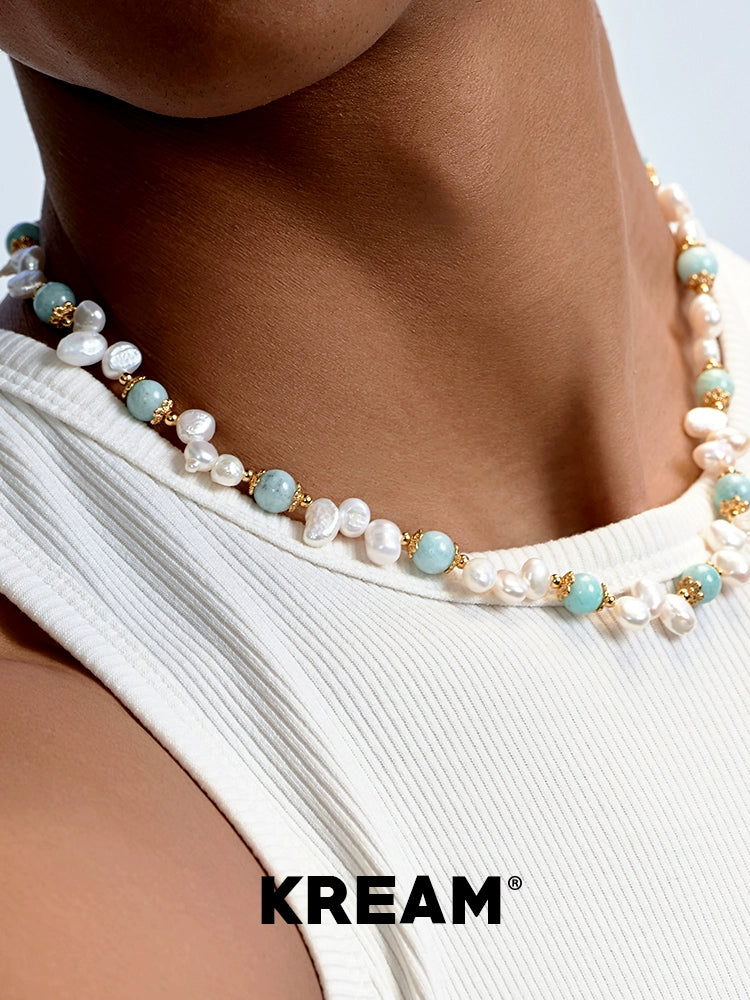 KREAM Amazonite Pearl Clavicle Necklace