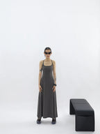 FUZZYKON Big U-neck Slim-fit I-shaped Sling Vest Dress