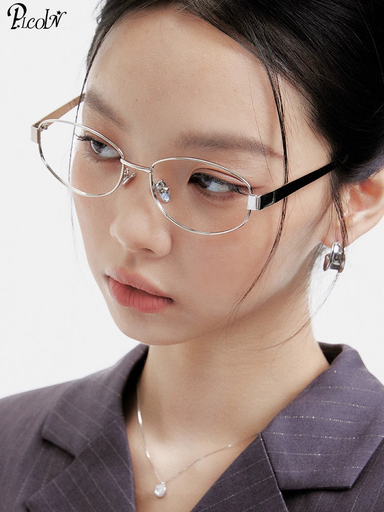 PLCOIN Metal Glasses Frame Old Money Style Anti-Blue Light Myopia