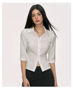 Anna Aneae Stretch Temperament Shoulder Short Shirt