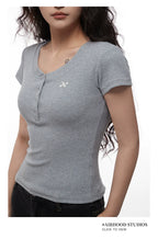 AIRHOOD Slim Fit Button V Neck Tee