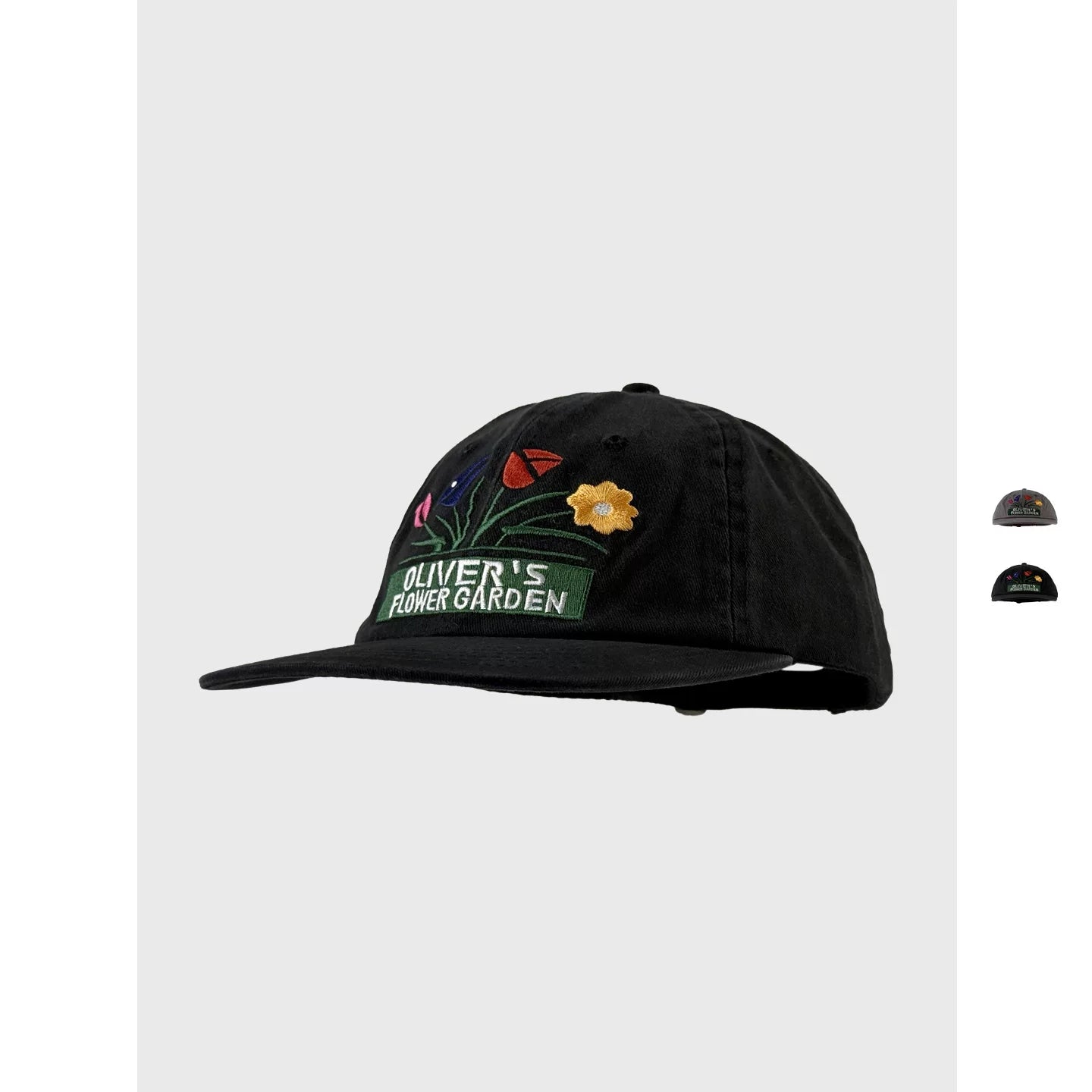 SONDER SHOP Flower Embroidered Flat Brim Hat