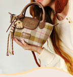 TOUTOU Line Puppy Plaid Woolen Messenger Bag