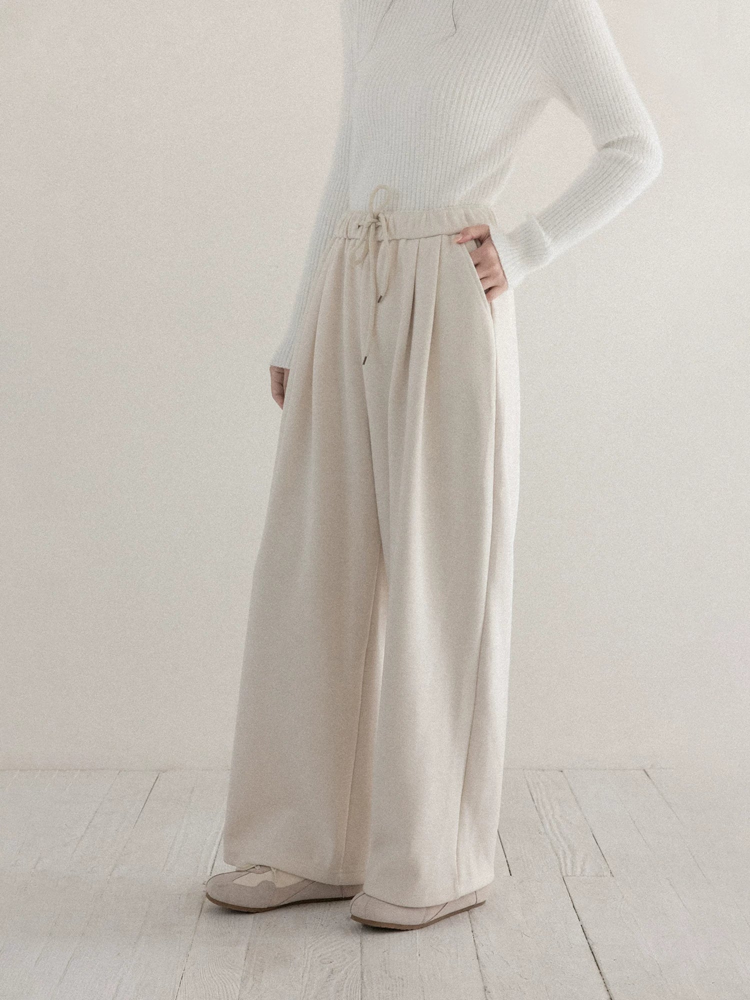 cantonstory Solid Color Drape Sweatpants