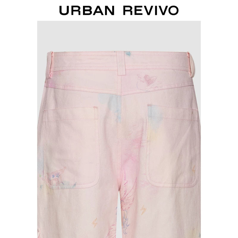 Urban Revivo Hand Painted Printed Cotton Wide Leg Pants