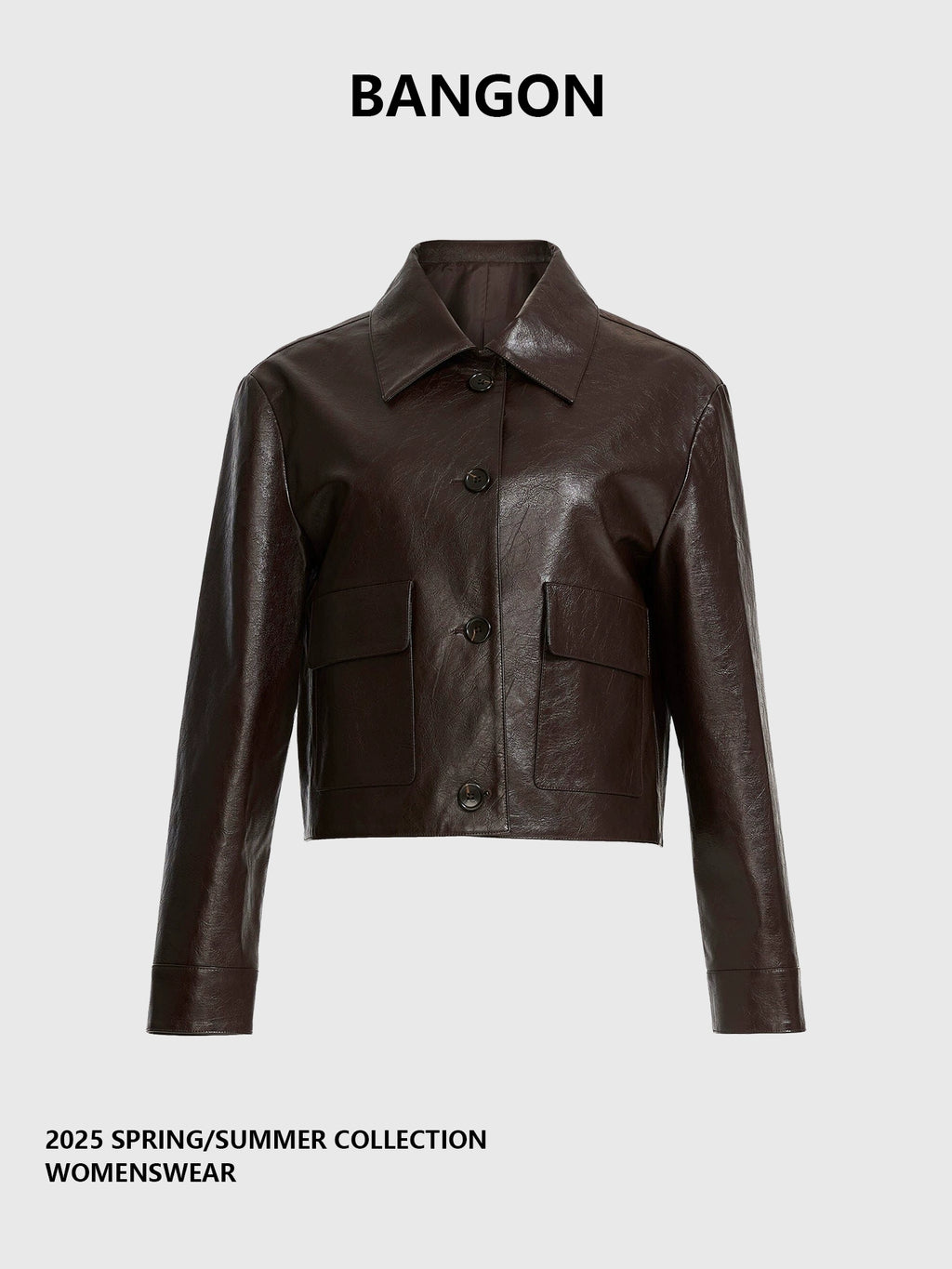 BANGON Retro PU Leather High-Waist Two-Piece Suit Skirt