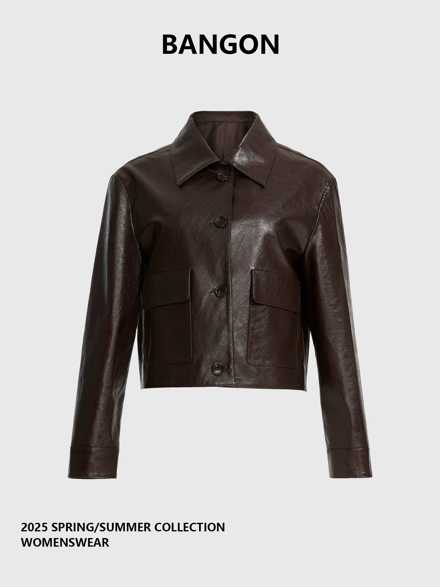 BANGON Retro PU Leather High-Waist Two-Piece Suit Skirt