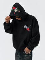 MEDM Floral Embroidered Casual Hooded Sweater