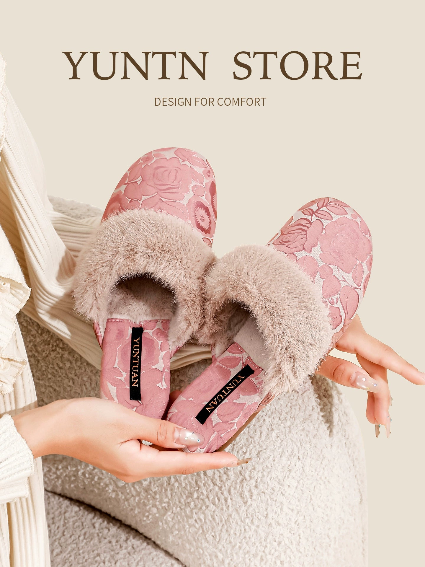 Velvet Chinese Aesthetic Indoor Slippers