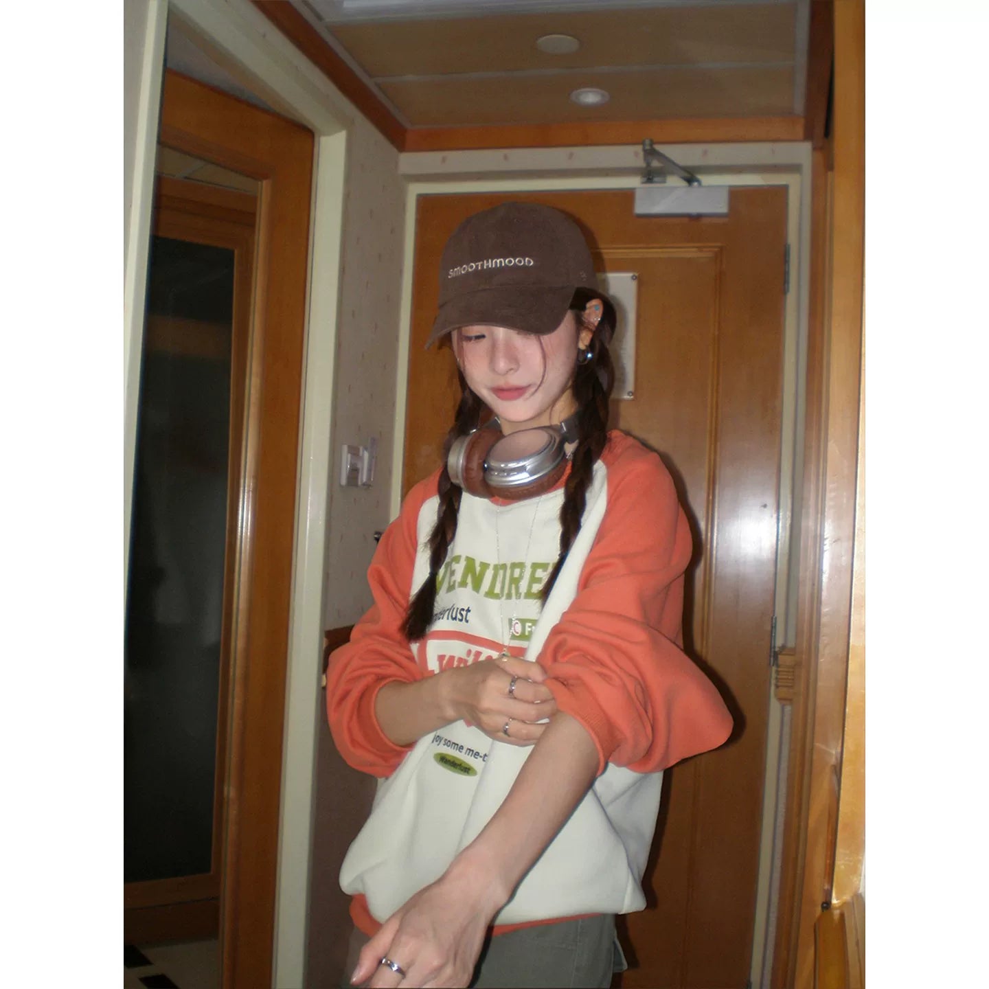 CCKOK Letter Print Color Raglan Sweatshirt