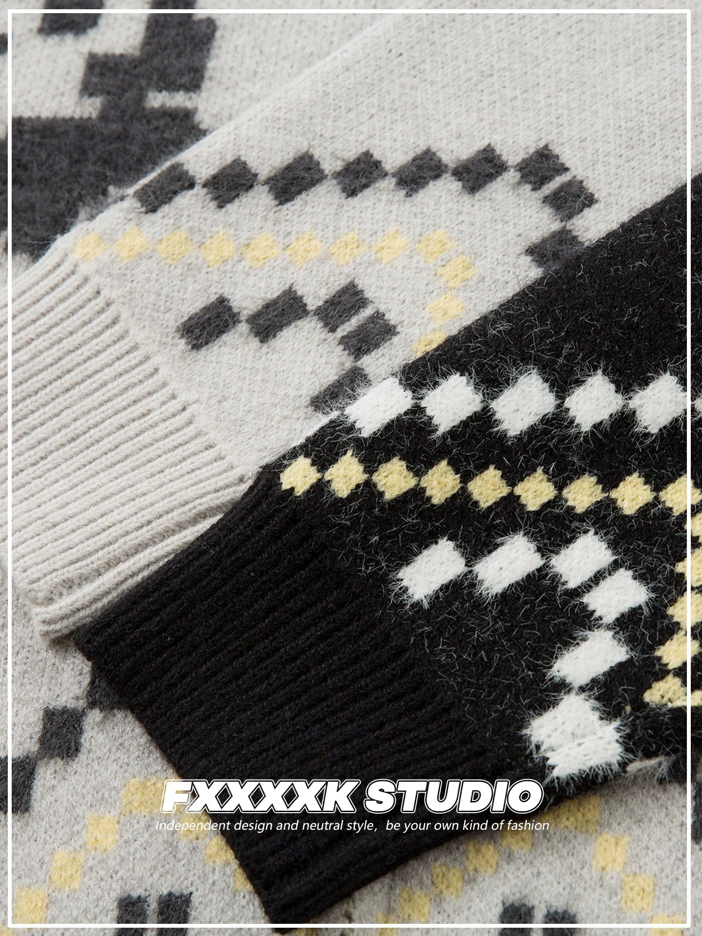 FXK Original Cartoon Tifa Fair Isle Cardigan Sweater