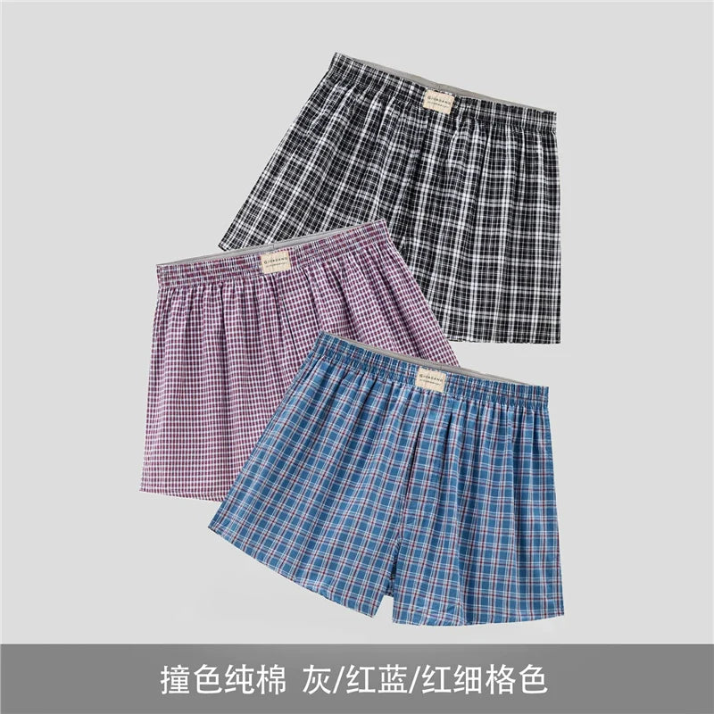 Giordano Underwear Men's Three-Pack Cotton Woven Contrast Boxers