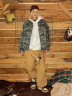 DONSMOKE Camouflage Print Lantern Scimitar Sleeve Jacket