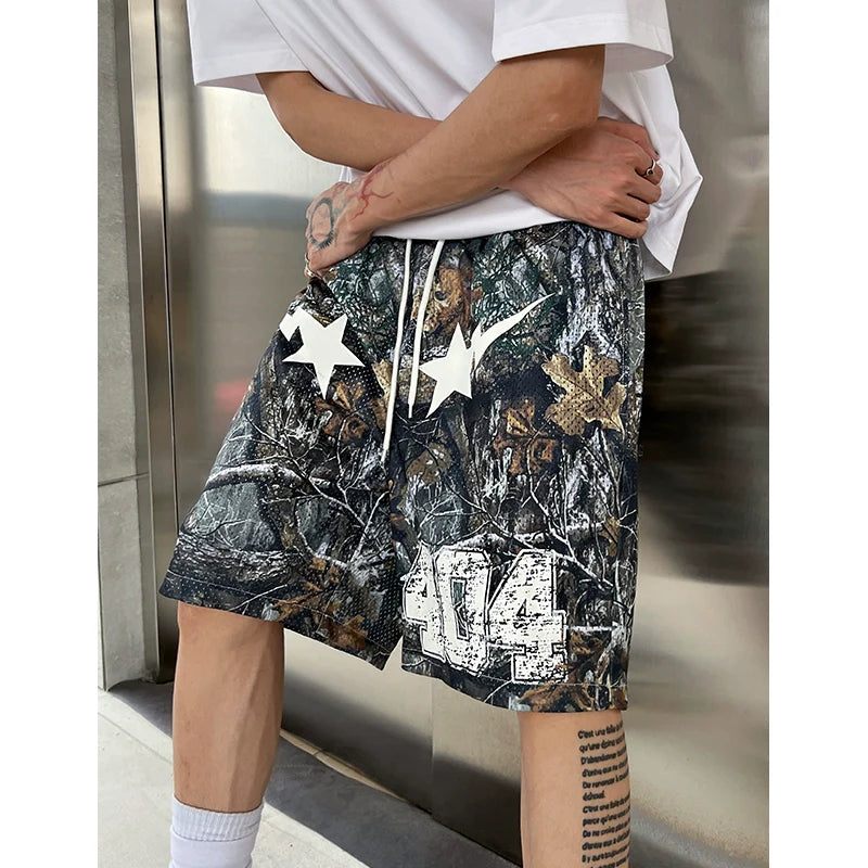 404MOB camouflage printed mesh shorts