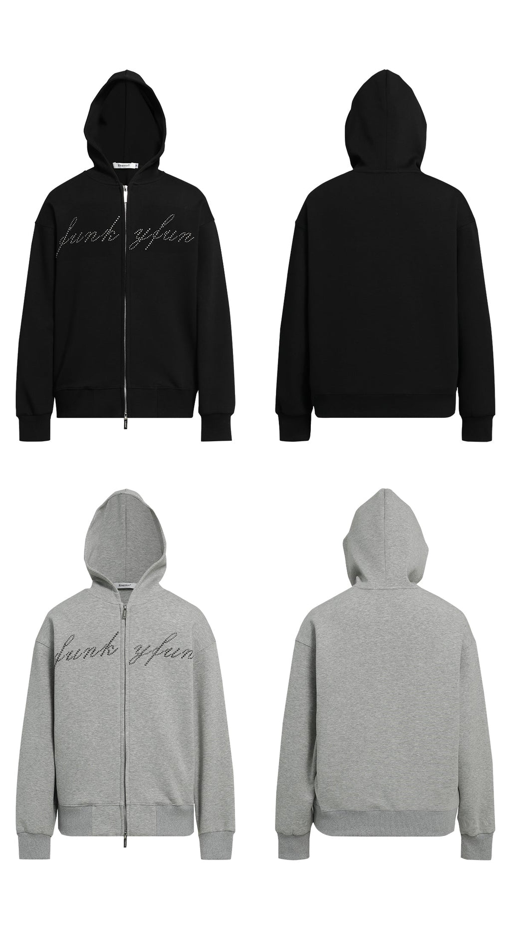 FUNKYFUN 2024AW LOGO Hot Diamond Cardigan Hooded Space Cotton Sweater Jacket