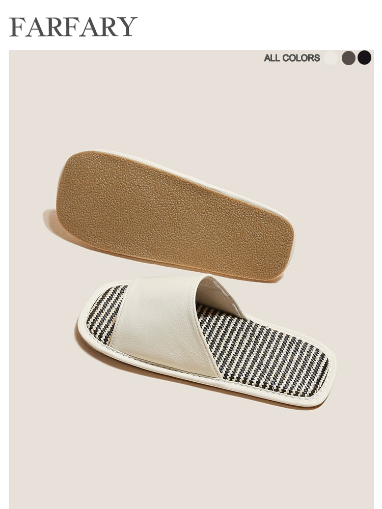 Farfary Cowhide Luxury Indoor Slippers