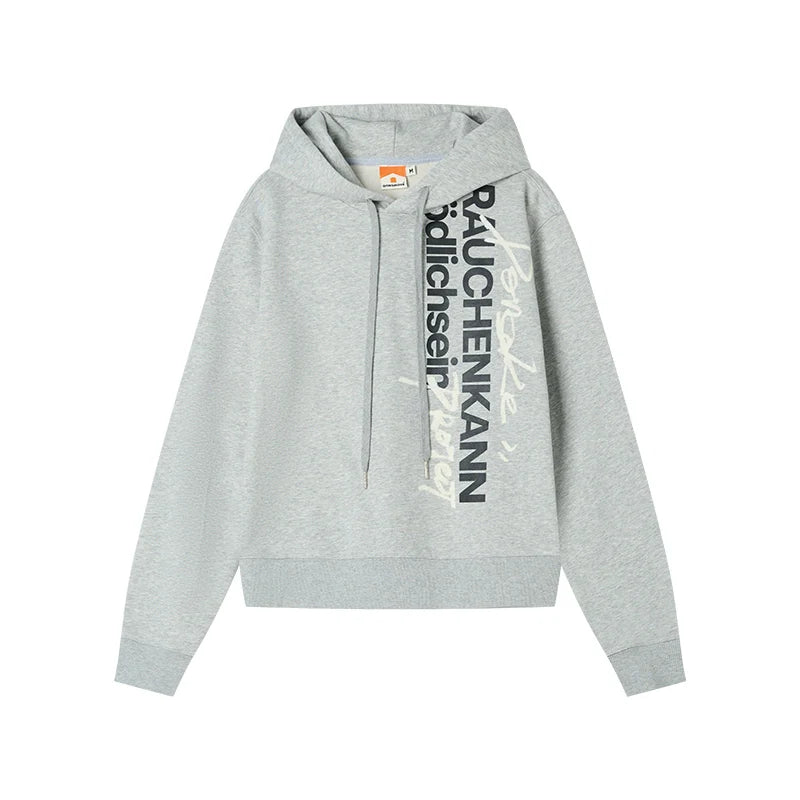 DONSMOKE Front Shoulder Vertical Word Versatile Hooded Sweater