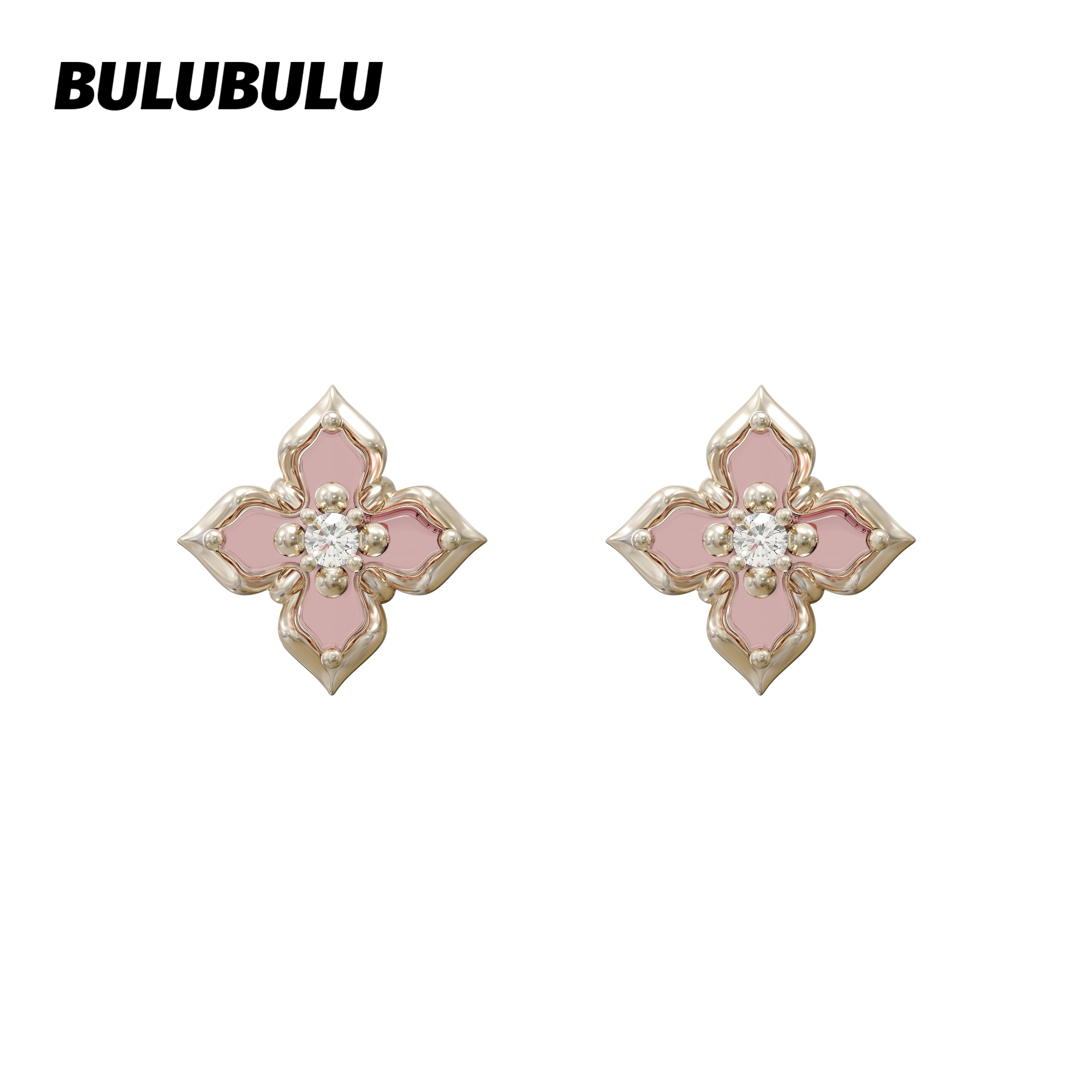 BULUBULU Shaoguang 2.0 Pink Mirror Flower Earrings