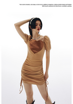 Imone Slim and Thin Velvet Love Splicing Pleated Dress