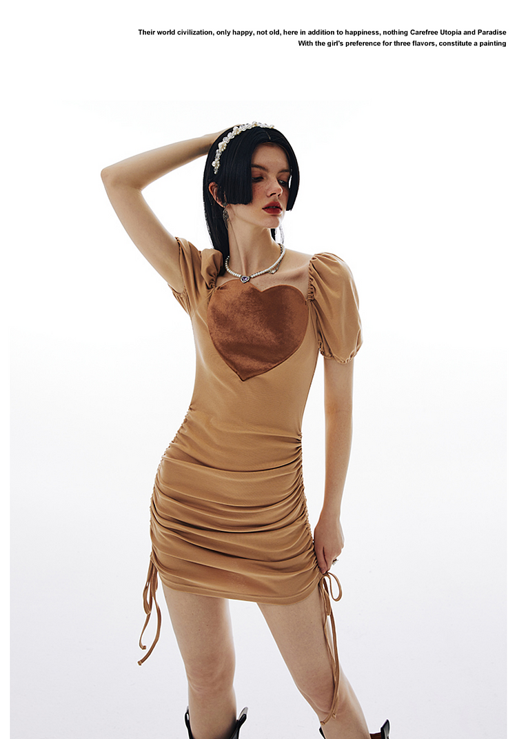 Imone Slim and Thin Velvet Love Splicing Pleated Dress