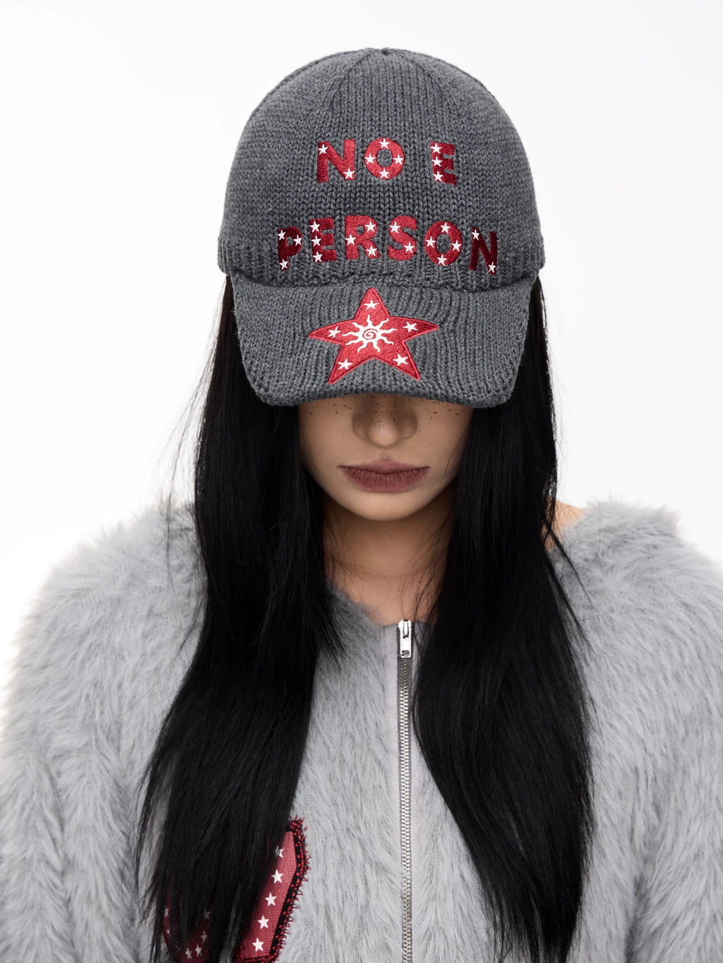 PEOPLESTYLE Star Embroidered Woolen Peaked Cap