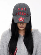 PEOPLESTYLE Star Embroidered Woolen Peaked Cap