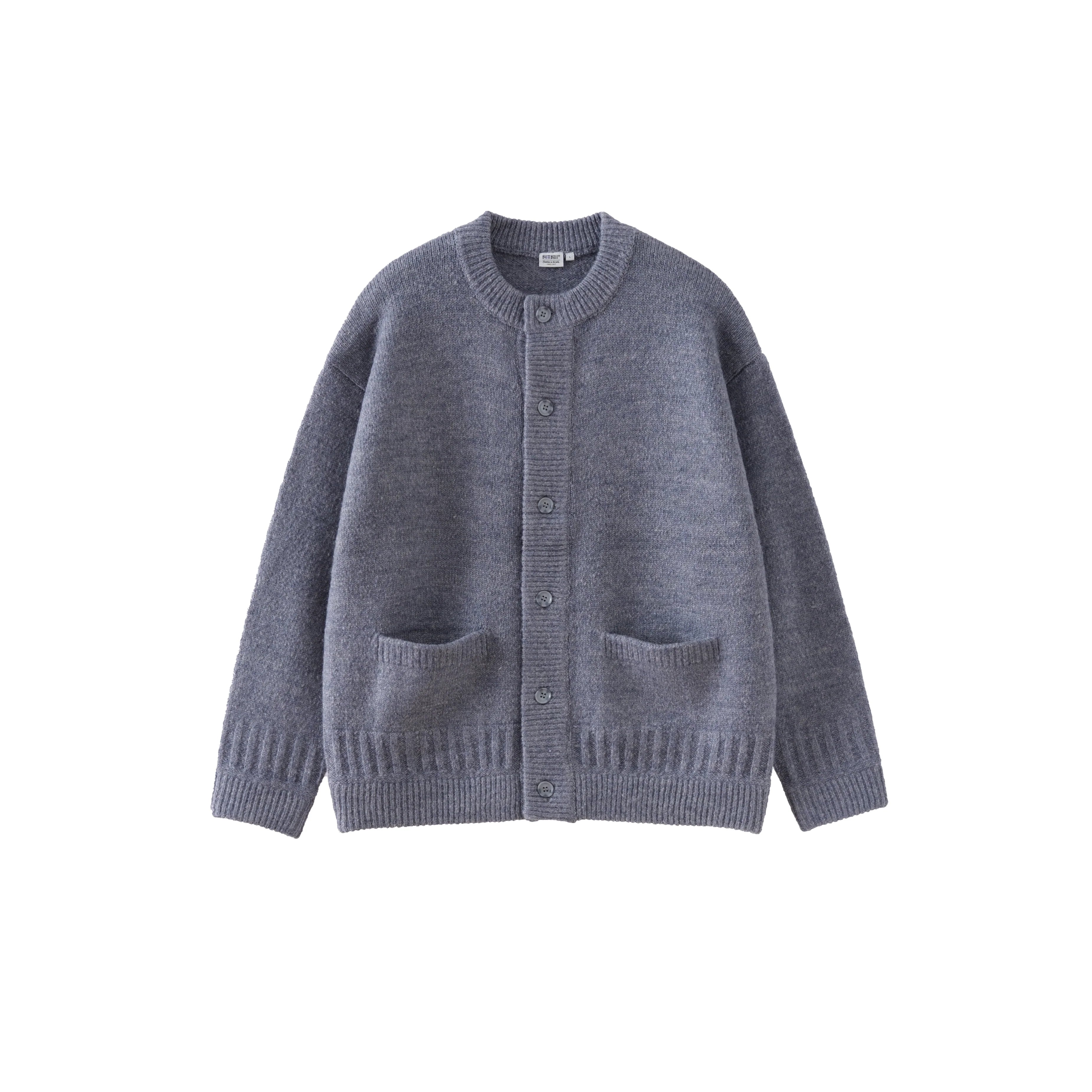 BUTTBILL Mohair Japanese Crew Neck Cardigan Sweater Jacket