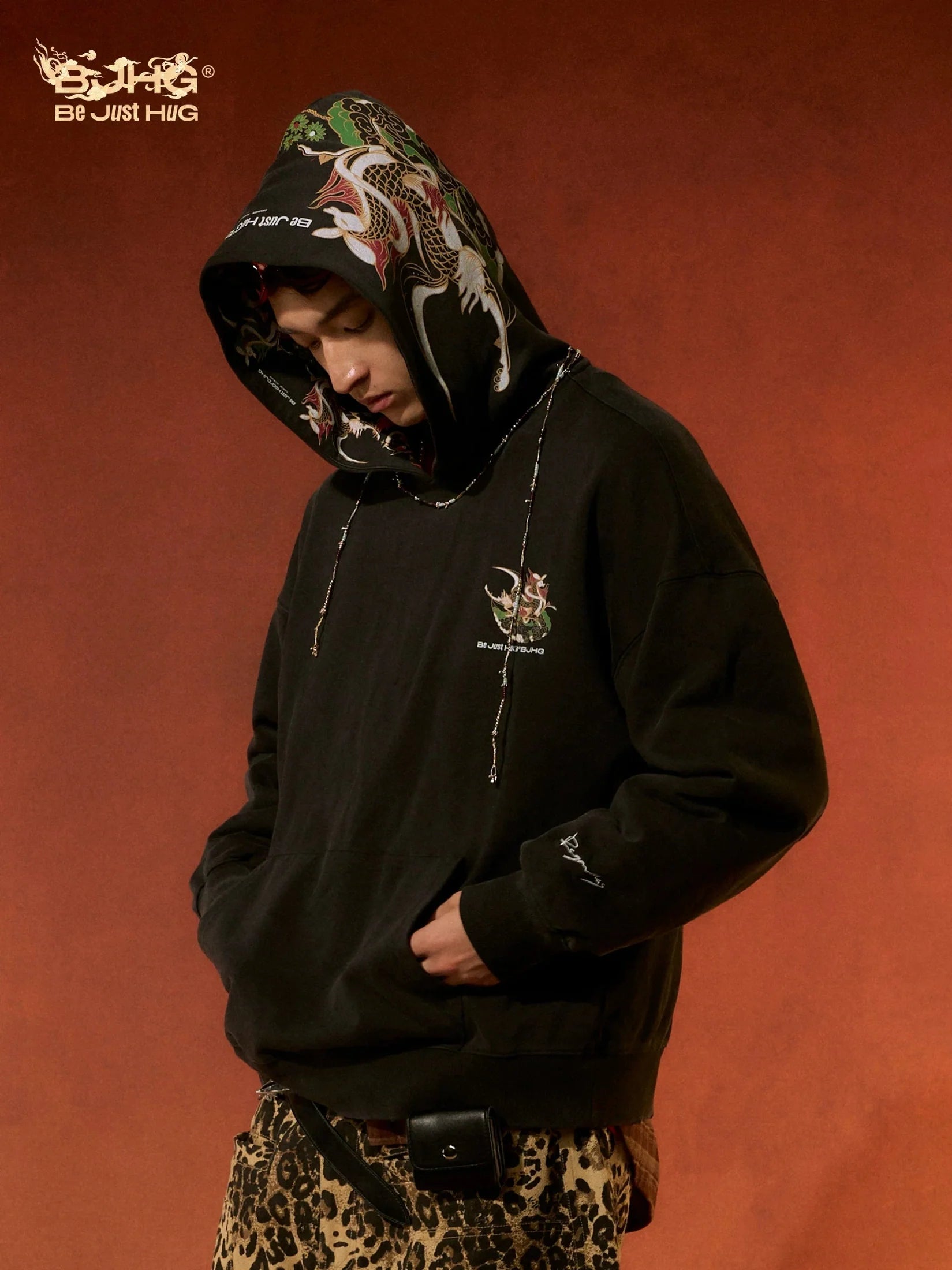 BJHG Retro Distressed Print Oversized Sweatshirt