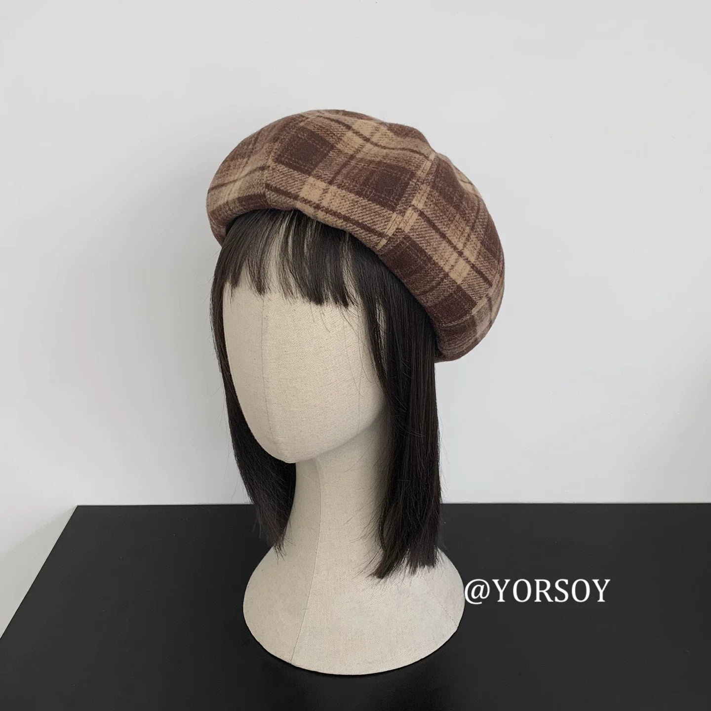 YORSOY Vintage College Plaid Beret