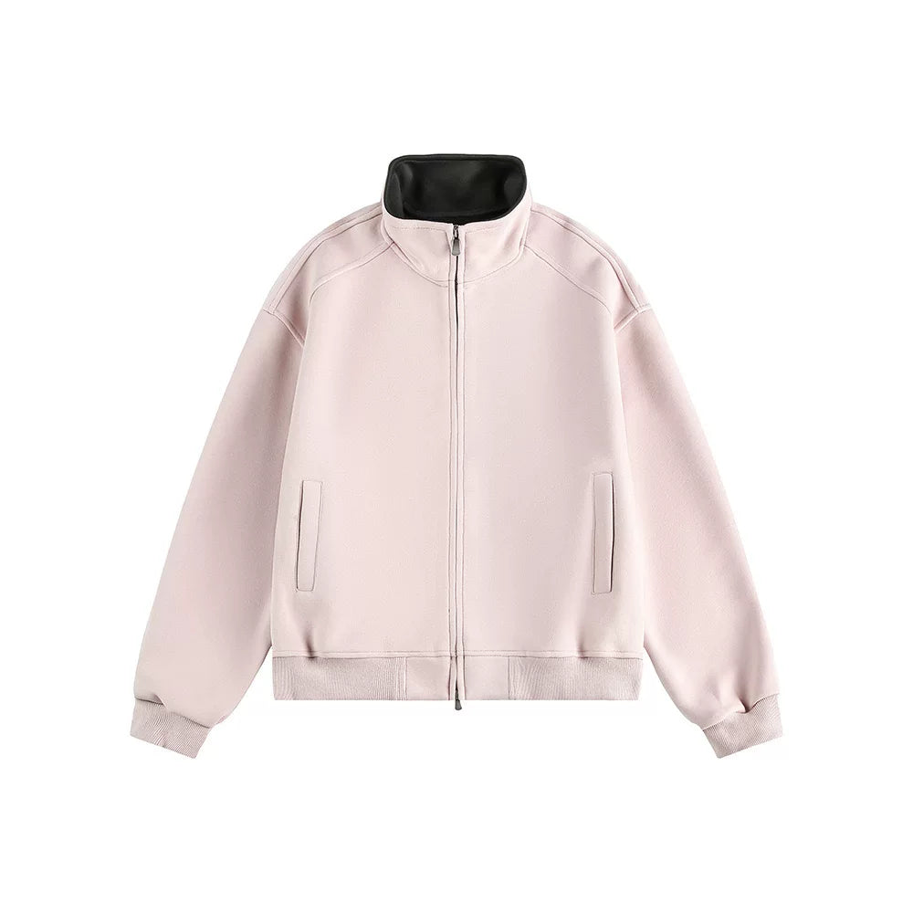 sostine Contrast Cardigan Double Zipper Jacket