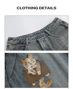 Girlyhalo Vintage Embroidered Loose Jeans