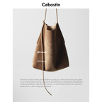 Cebostin First Layer Matte Cowhide Large Capacity Bucket Bag