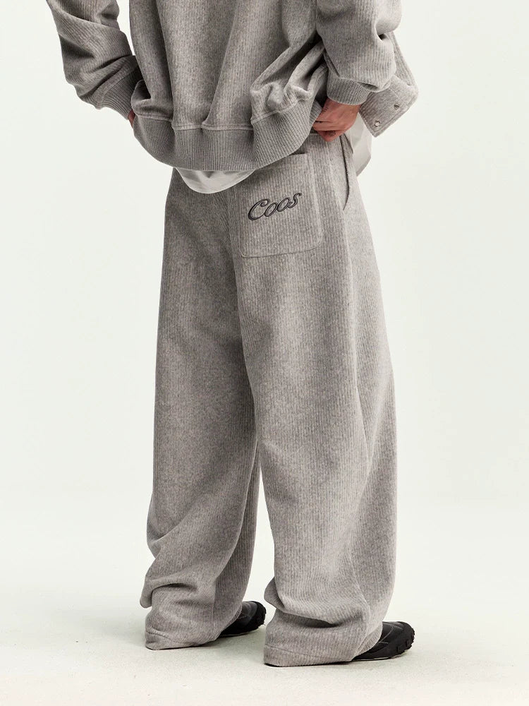 CoosRetro Corduroy Back Pocket Embroidered Casual Scimitar Pants