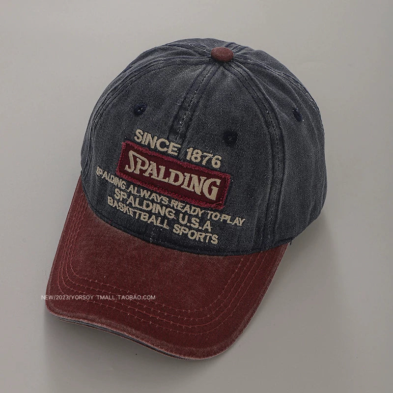 YORSOY Retro Color Matching Letter Soft Top Casual Baseball Cap