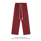 HTTAOSUP Retro Plaid Wide-Leg Pants