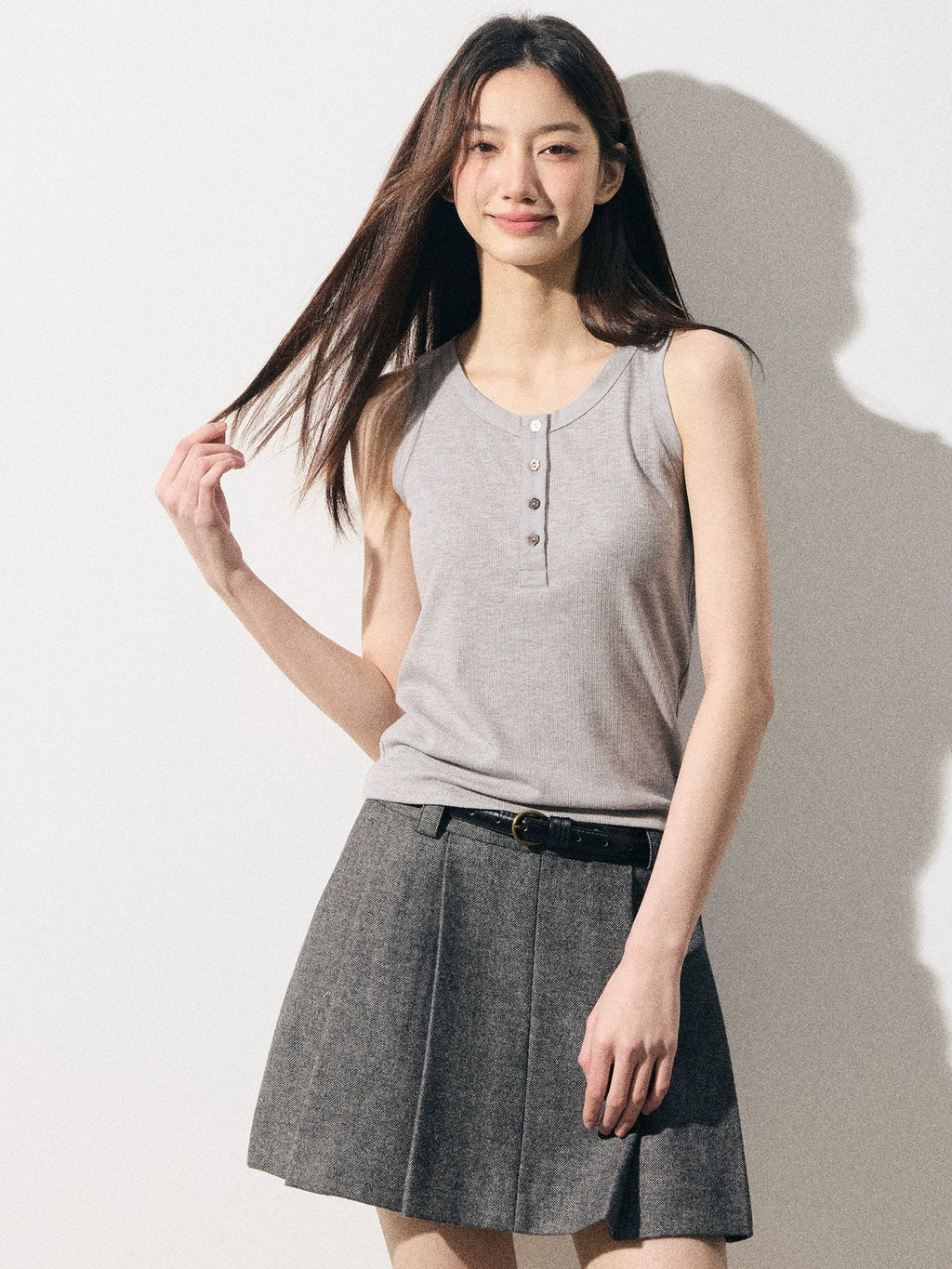 RPB BRAND Multi-button Simple Korean Skinny Sleeveless Sling