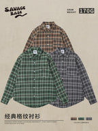 American Retro British Plaid Long-Sleeve Shirt
