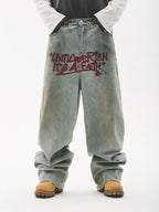 UNTILWERICH Do Old Graffiti Splash Ink Wash Straight Jeans