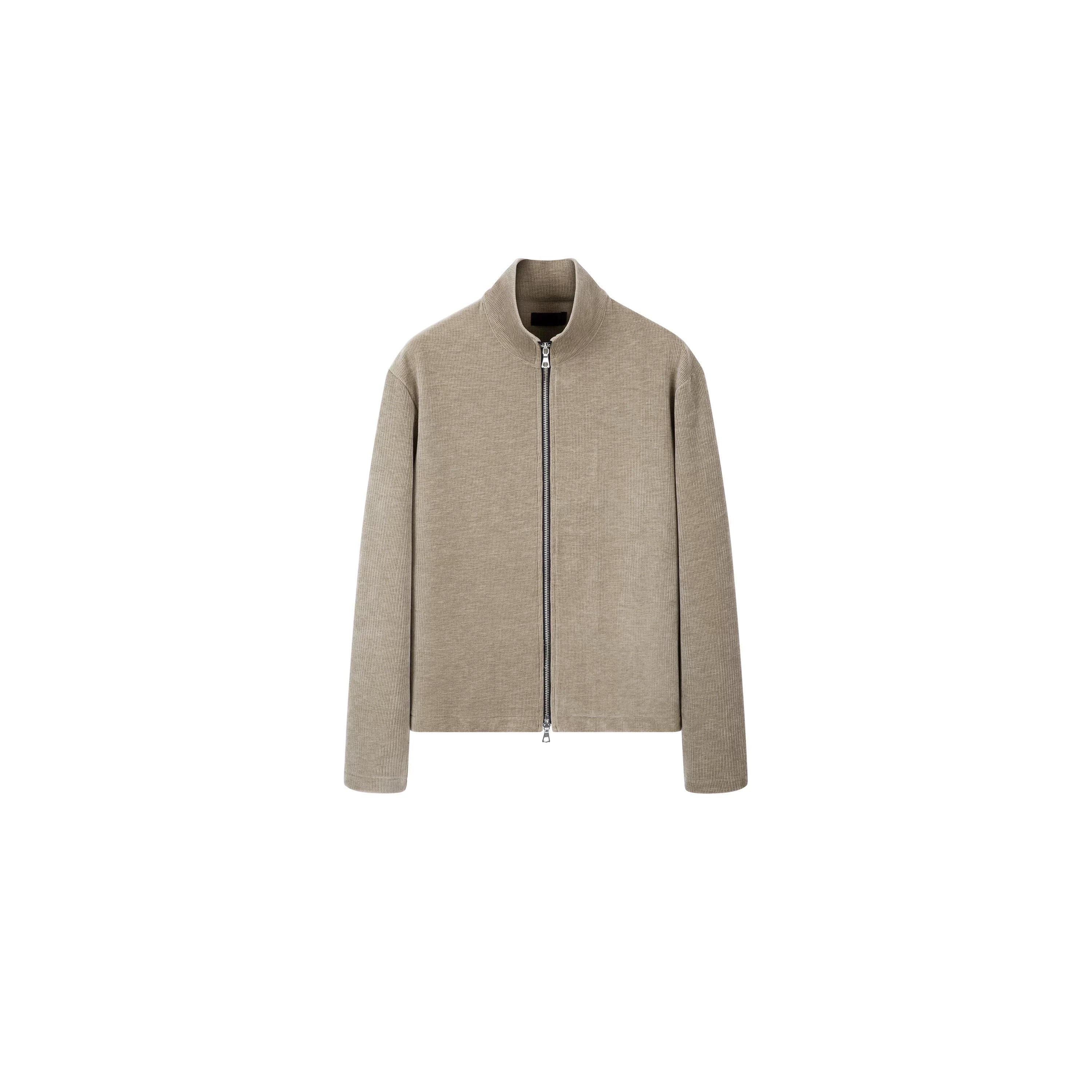 PLUS NO LOGO Striped Double Zipper Turtleneck Jacket