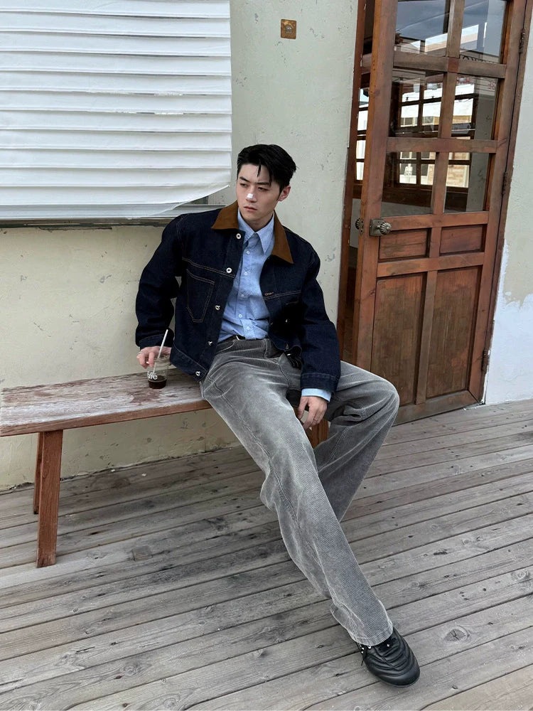 ZOZOFOREST Spliced Collar Premium Denim Jacket
