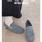 INTAO French Ballet Thick Heel Bow Shoes