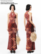 YEDM Floral Print Neck Dress