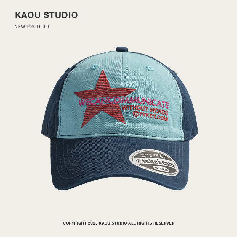 KAOU WECAN Five-Star Blue Color-block Letter Cap