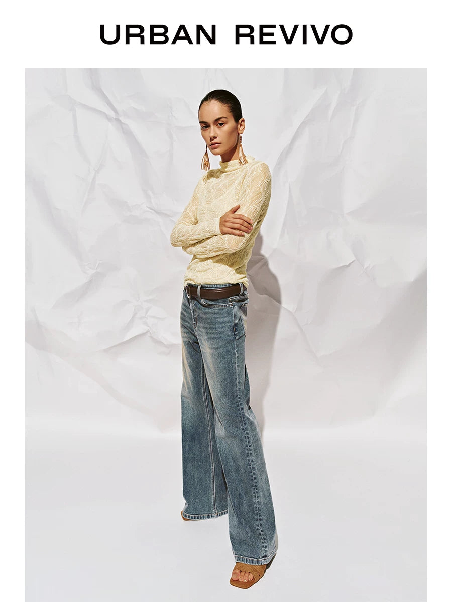 Urban Revivo Streamer Washed Flared Jeans