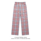 HTTAOSUP Retro Plaid Wide-Leg Pants