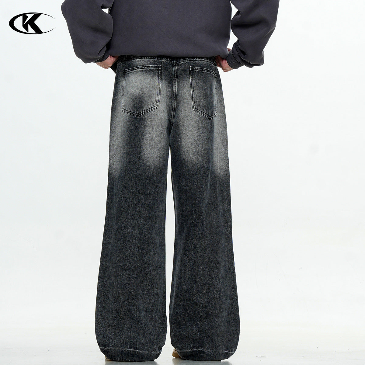 11KN Jeans Retro Washed Gradient Straight Loose Oversize Pants