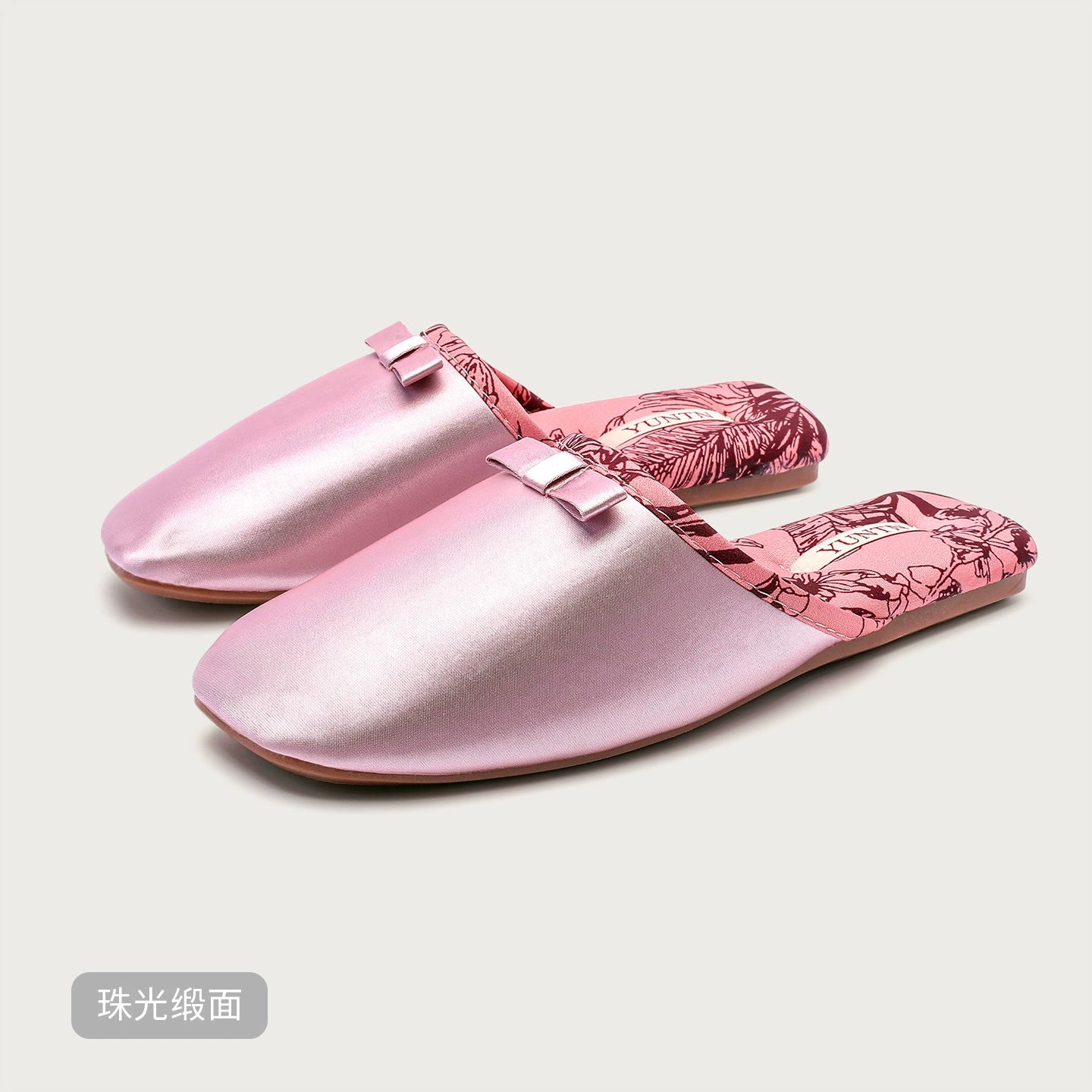 Chinese Aesthetic Floral Satin Home Slippers