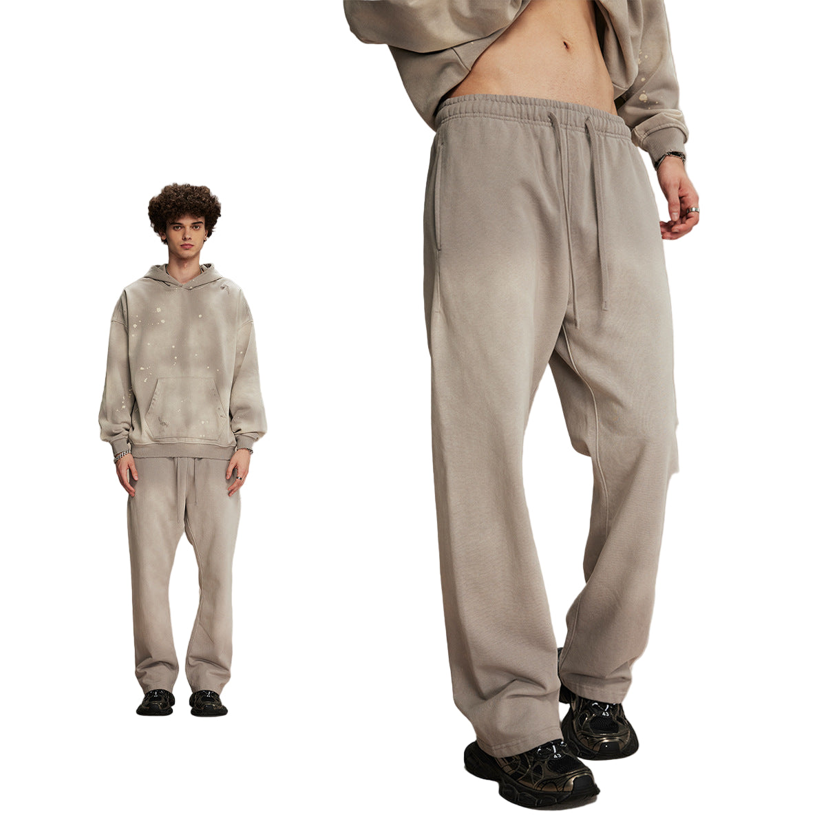 ARTIE Distressed Terry Hoodie & Sweatpants Set